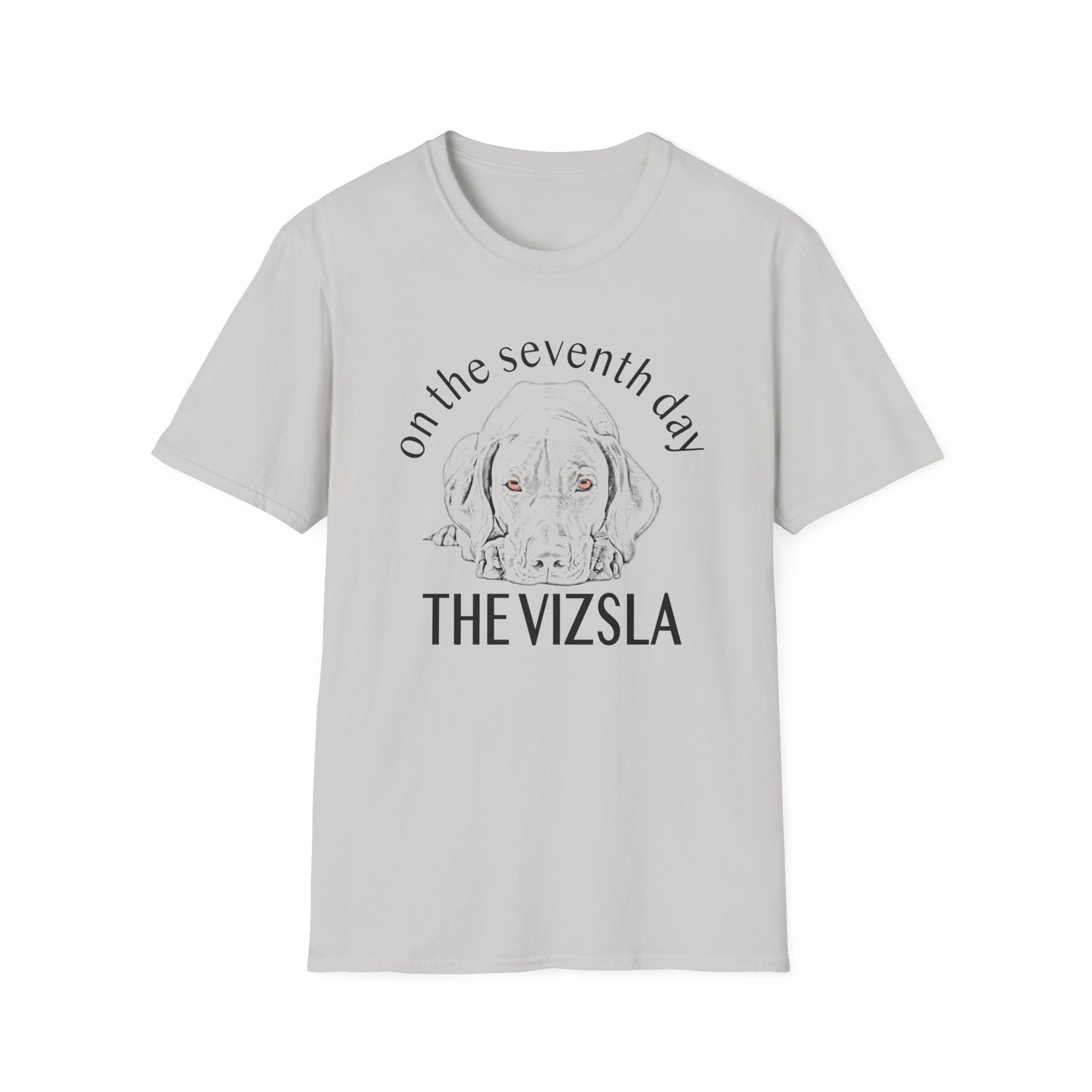 The Vizsla T-Shirt — "On the Seventh Day - THE VIZSLA" Vizsla Dog Line Art Tee