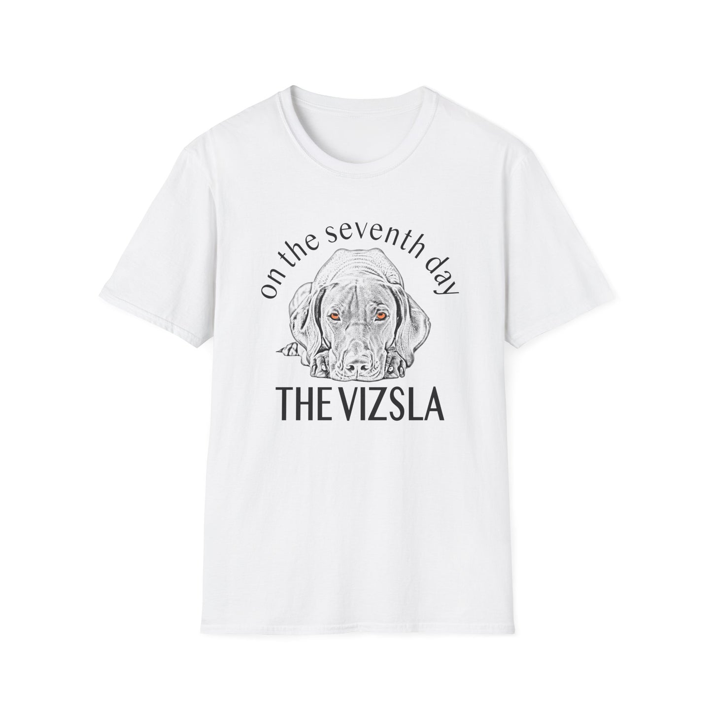 The Vizsla T-Shirt — "On the Seventh Day - THE VIZSLA" Vizsla Dog Line Art Tee