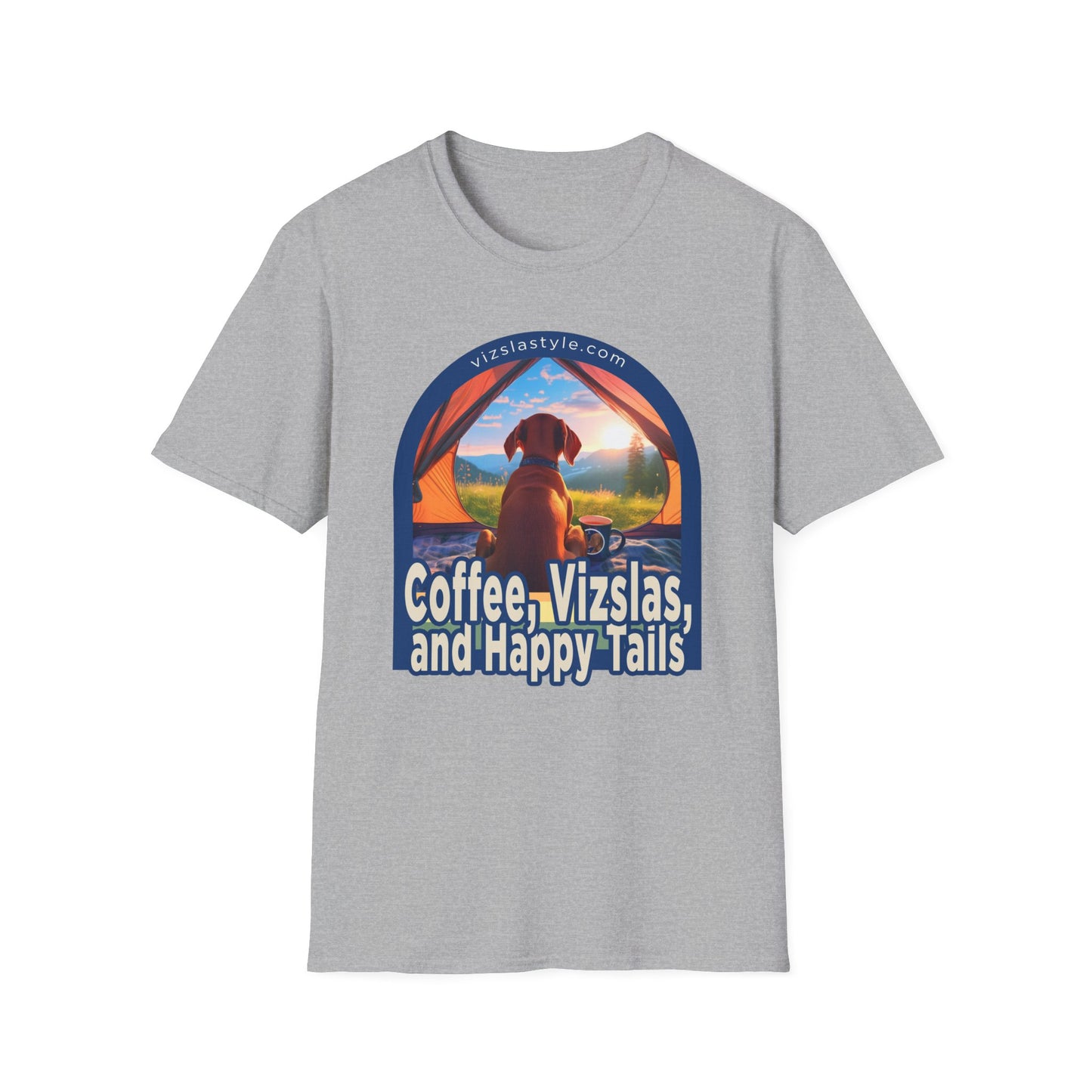 Coffee, Vizslas, and Happy Tails! t-shirt