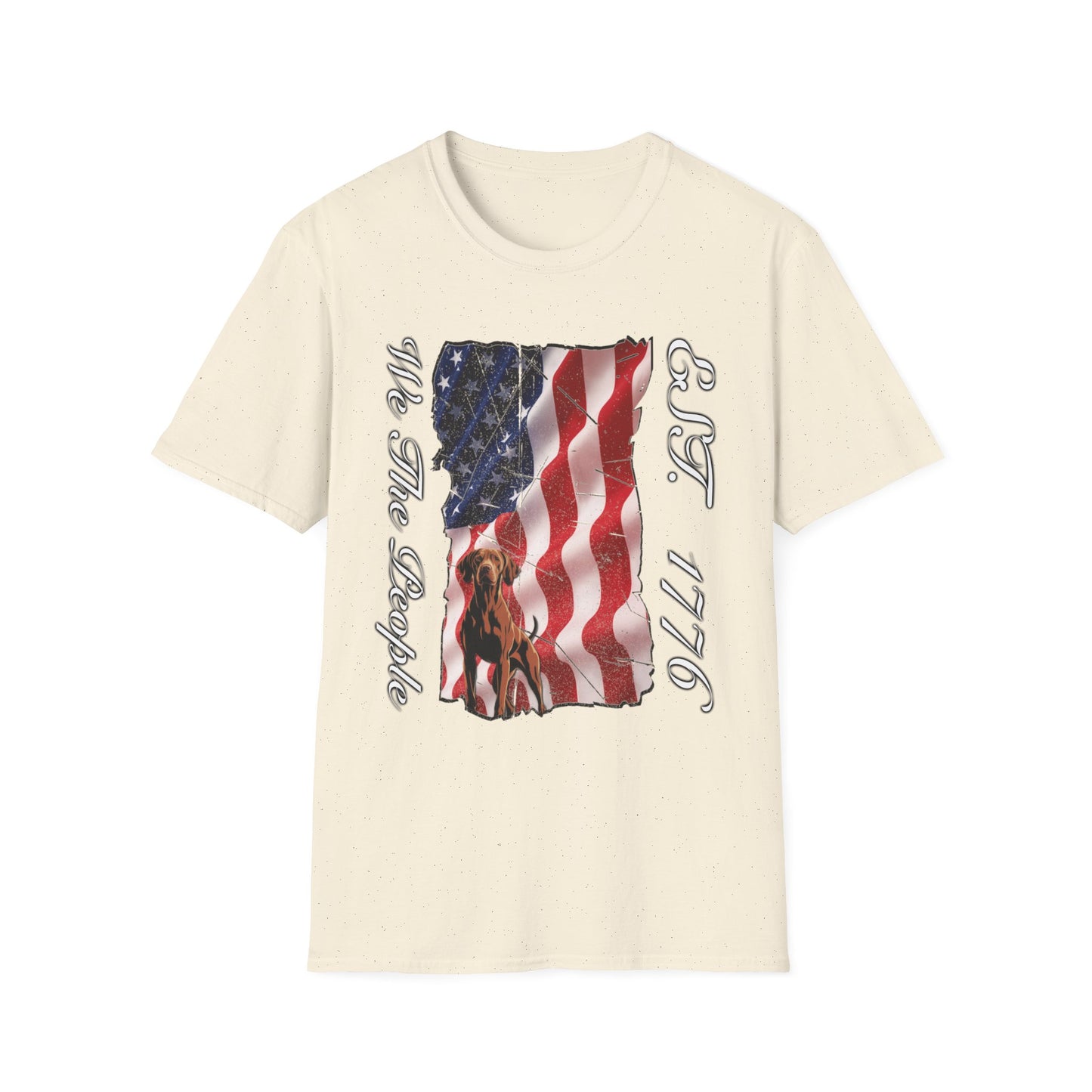 Vizsla Dog 'We The People EST. 1776' T-Shirt — Distressed American Flag