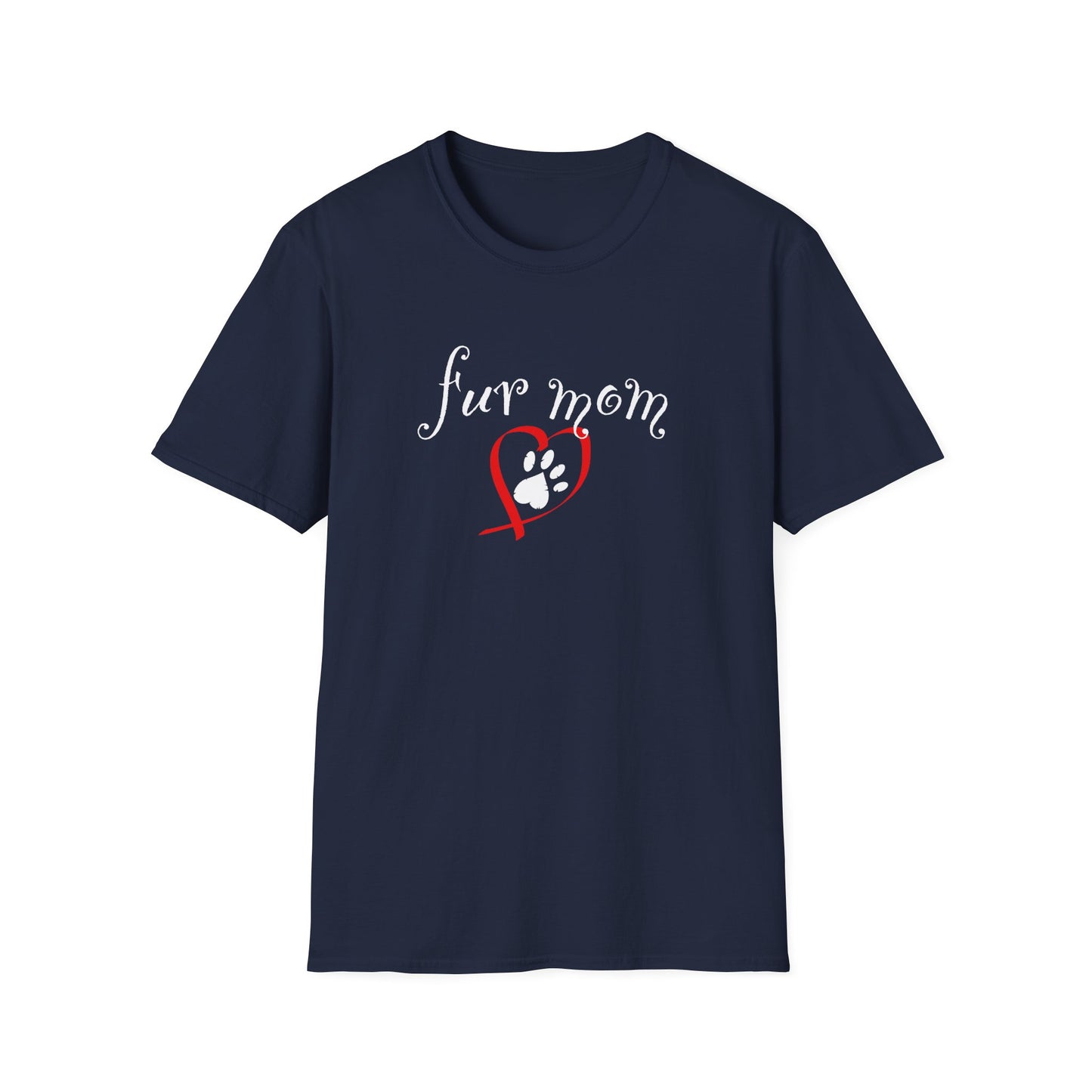 Fur Mom T-Shirt — Cute Heart & Puppy Paw Tee for Dog Lovers