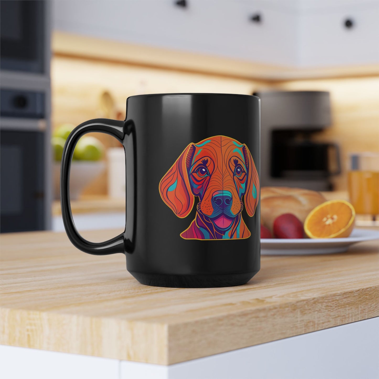 Vizsla Hikes: Paws On The Path (dog) w/ Puppy Face - Black Mug
