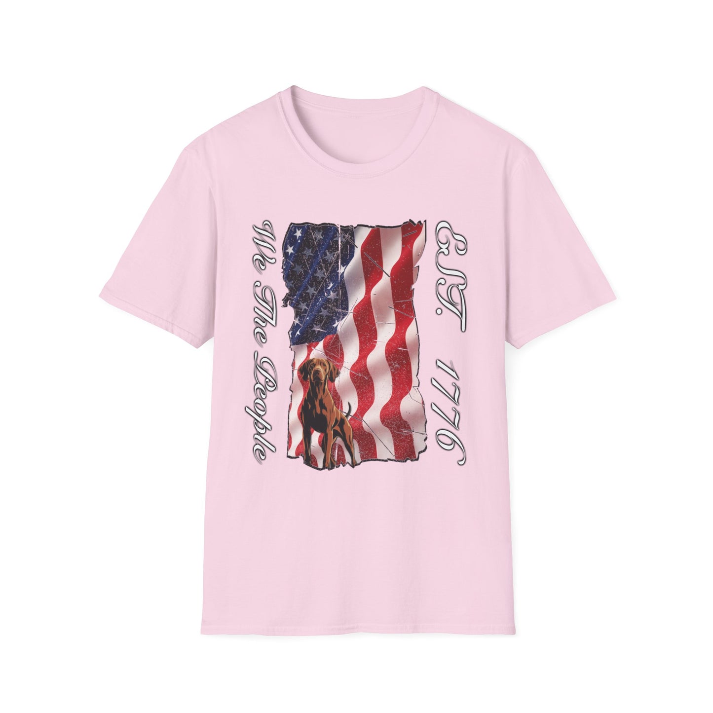 Vizsla Dog 'We The People EST. 1776' T-Shirt — Distressed American Flag