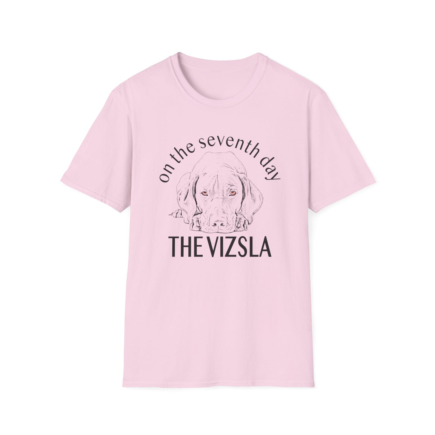 The Vizsla T-Shirt — "On the Seventh Day - THE VIZSLA" Vizsla Dog Line Art Tee
