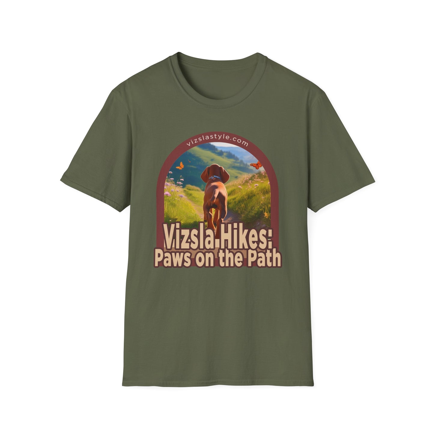 Vizsla Hikes: Paws On The Path Dog t-shirt