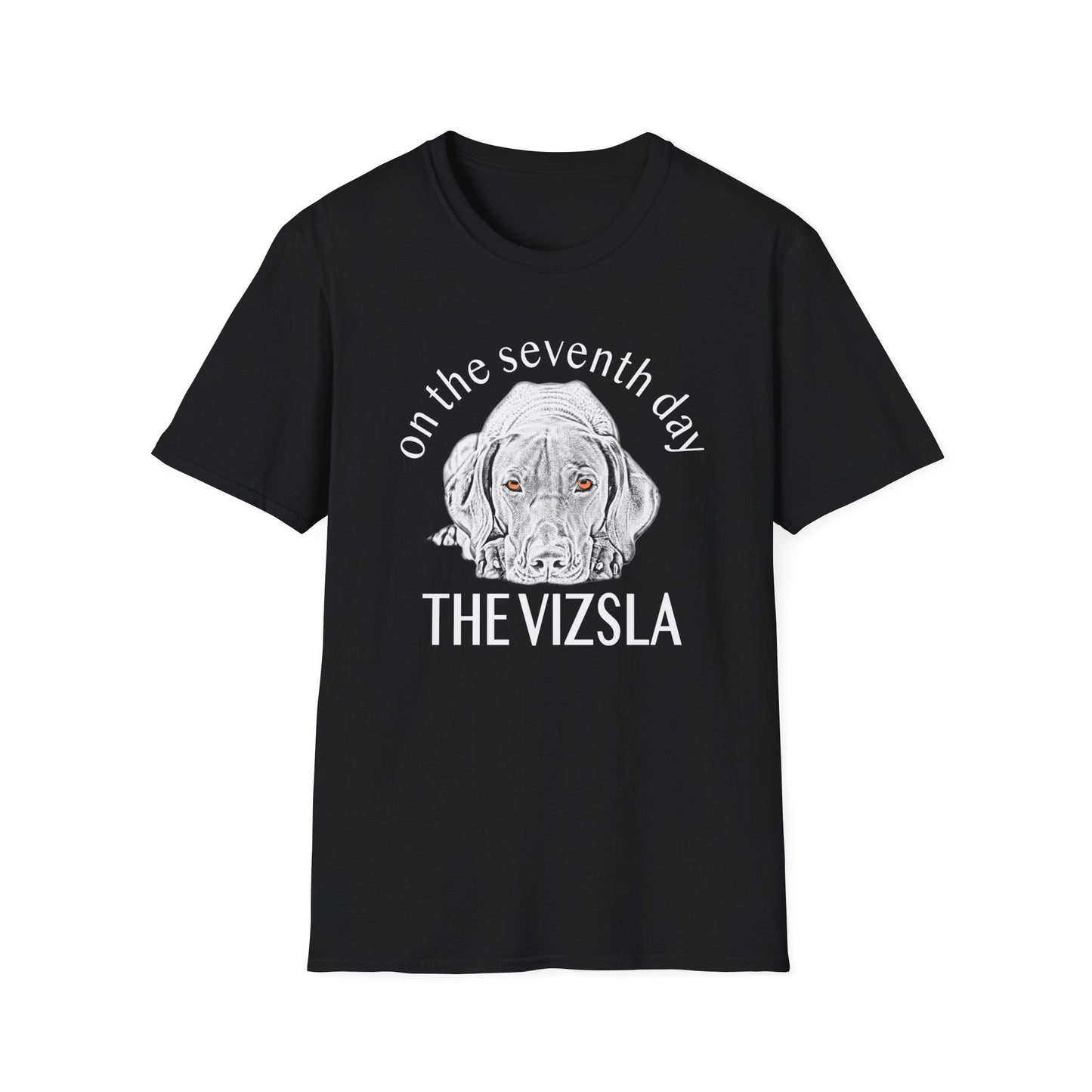 The Vizsla T-Shirt — "On the Seventh Day - THE VIZSLA" Vizsla Dog Line Art Tee