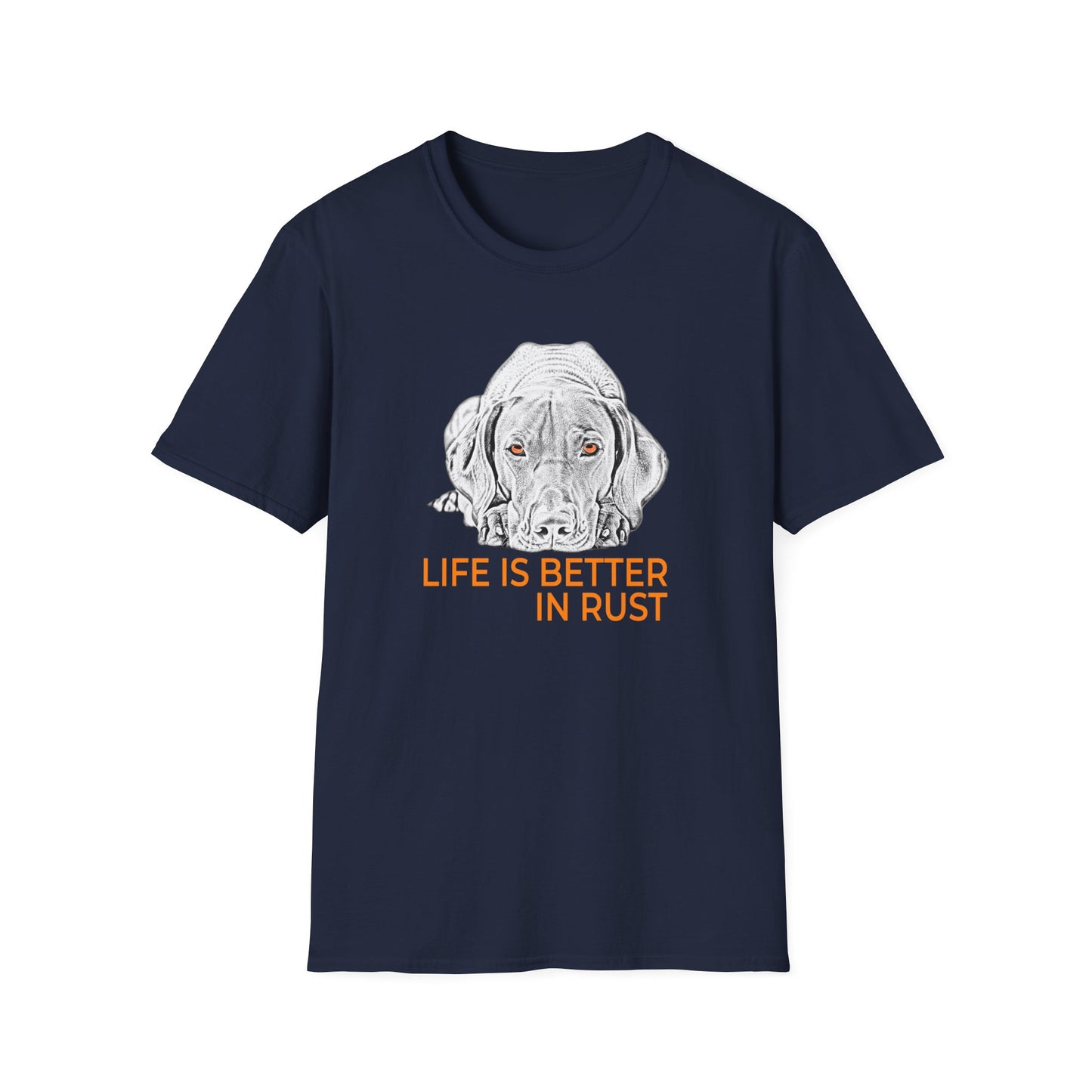 Vizsla Dog T-Shirt — 'Life Is Better in Rust' Line Drawing