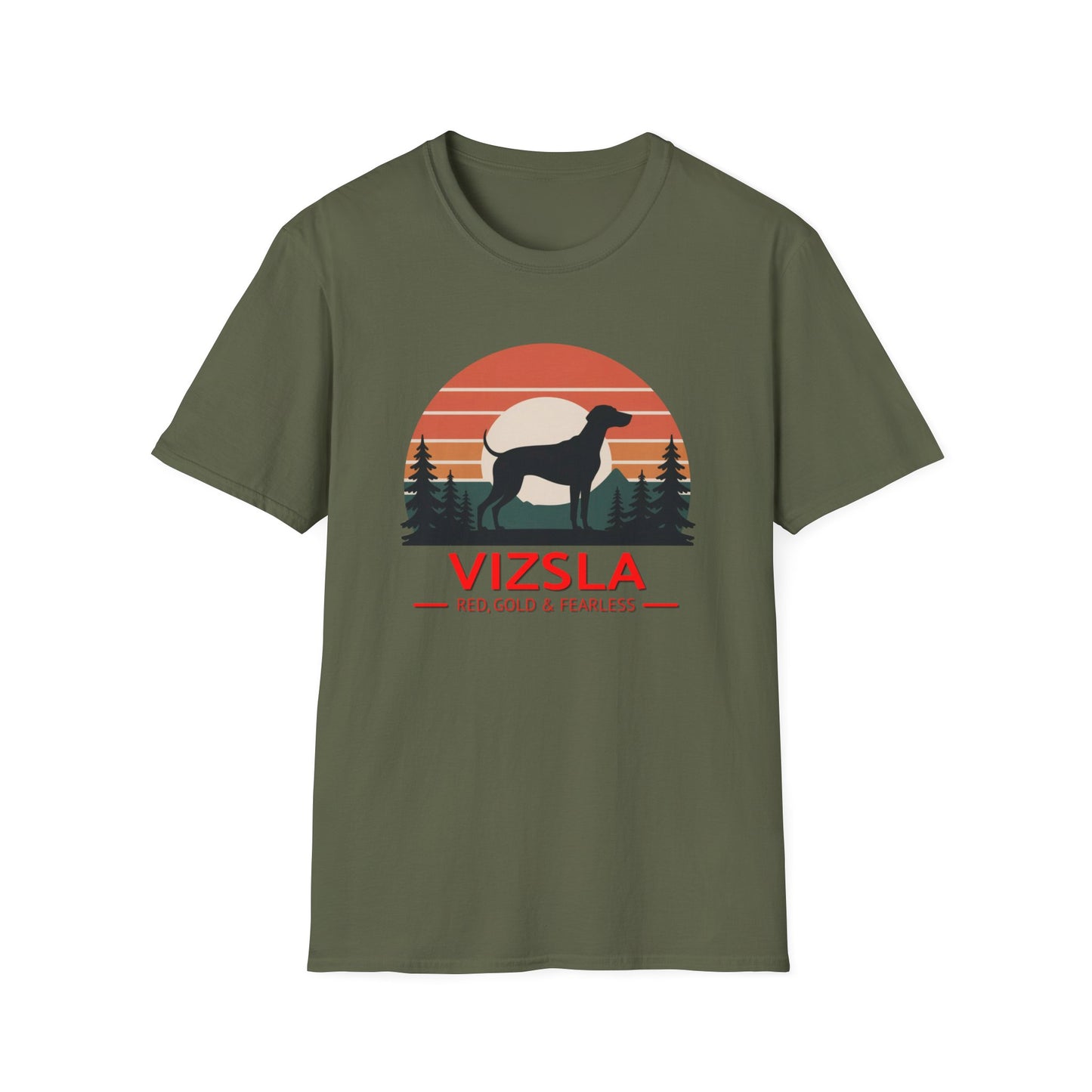 Vizsla Mountain Tee — "VIZSLA - Red, Gold & Fearless"