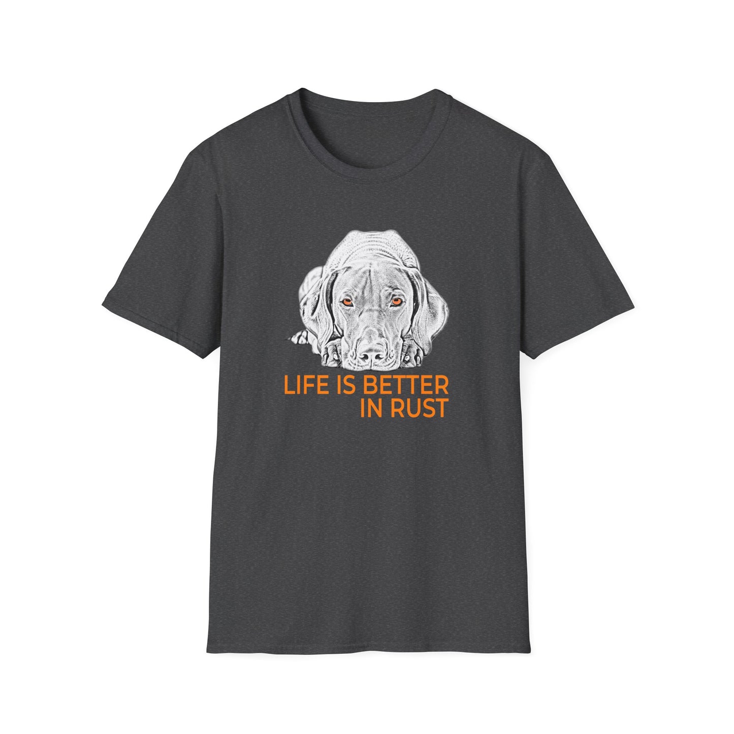Vizsla Dog T-Shirt — 'Life Is Better in Rust' Line Drawing
