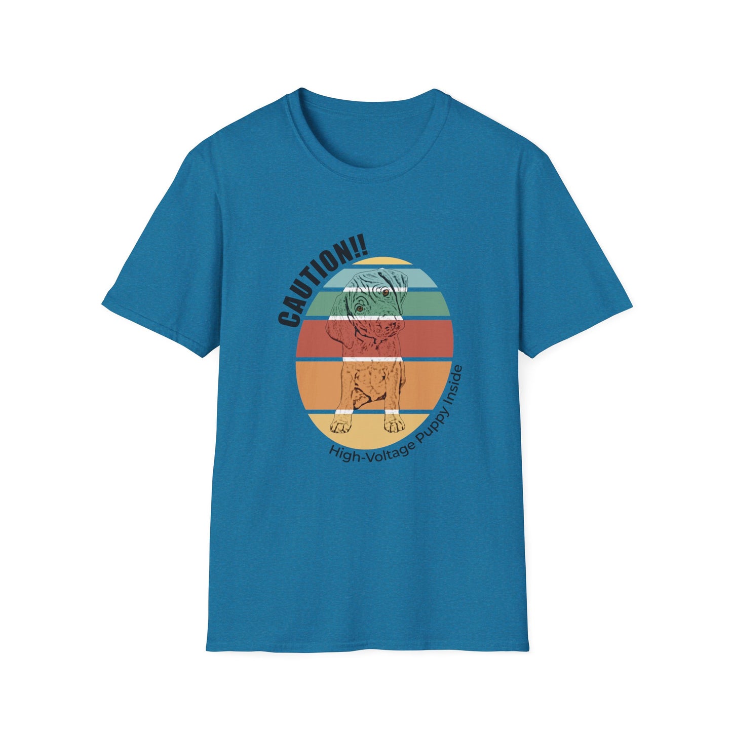 High-Voltage Puppy Inside Vizsla T-Shirt — Vintage Pastel Stripes