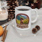 Vizsla Hikes: Paws On The Path (Dog) w/ He's Not A What? Wild Look - White glossy mug