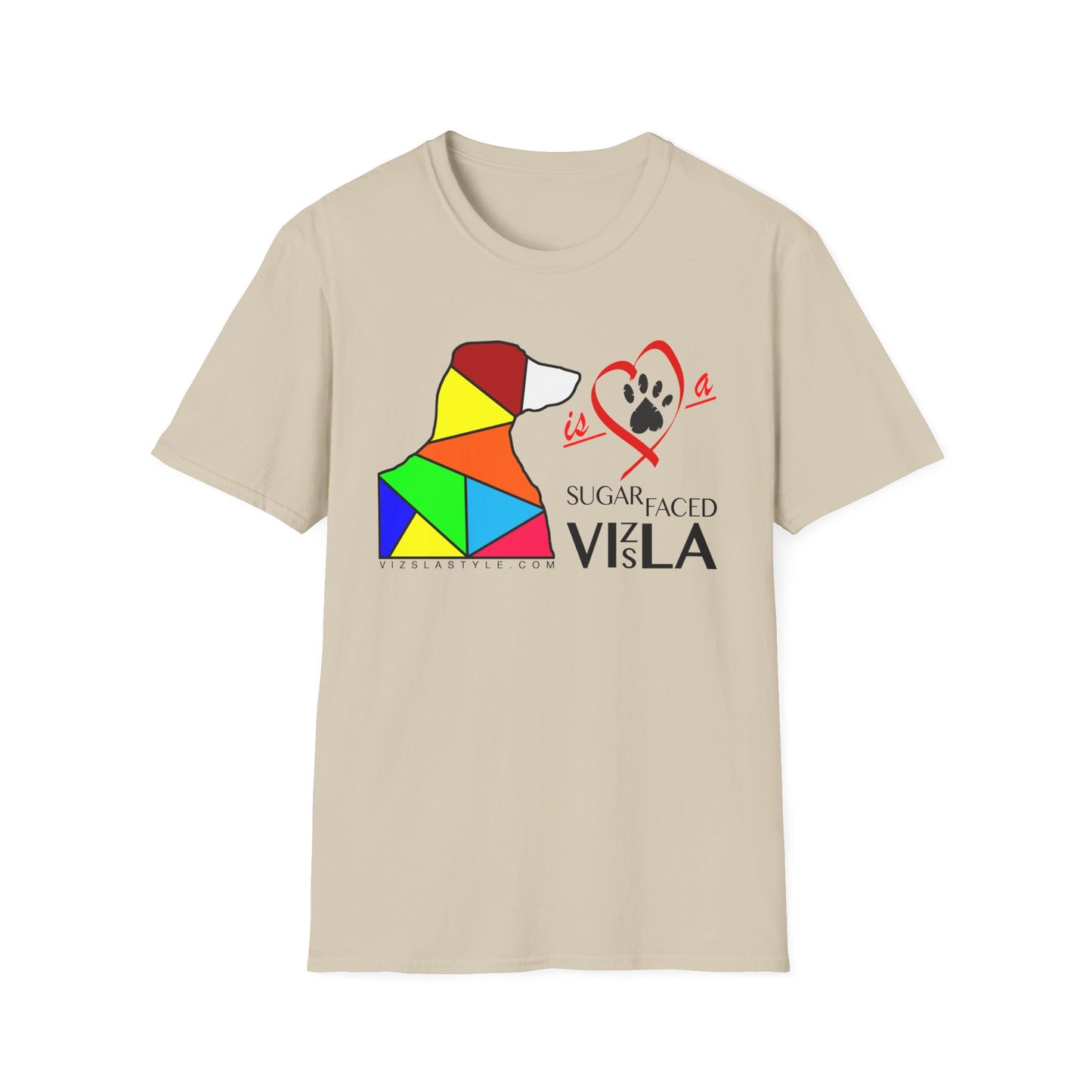 Love is a Sugar Faced Vizsla - All Around Sports T-shirt (Dk Text)