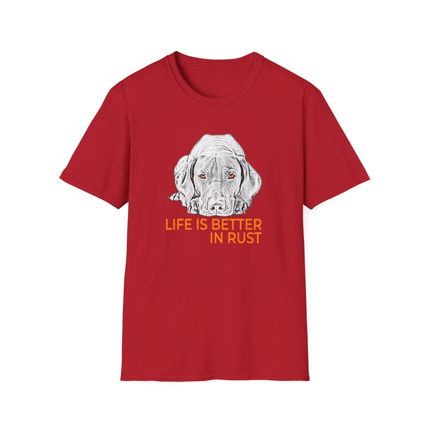 Vizsla Dog T-Shirt — 'Life Is Better in Rust' Line Drawing