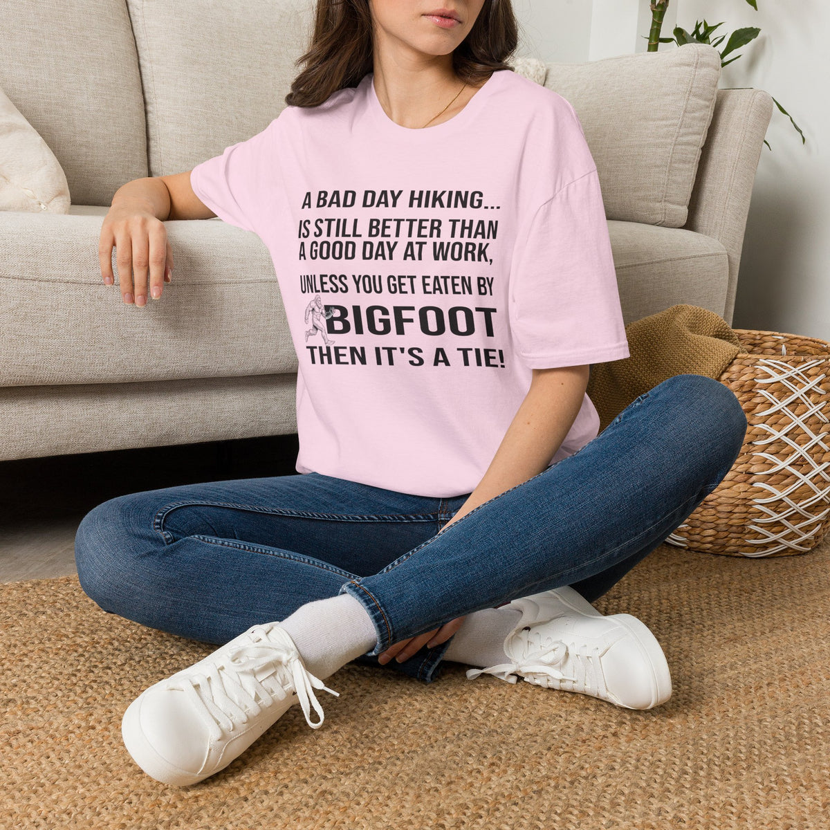 Bigfoot Hiking T-Shirt — “A Bad Day Hiking… Is Still Better Than A Good Day At Work”