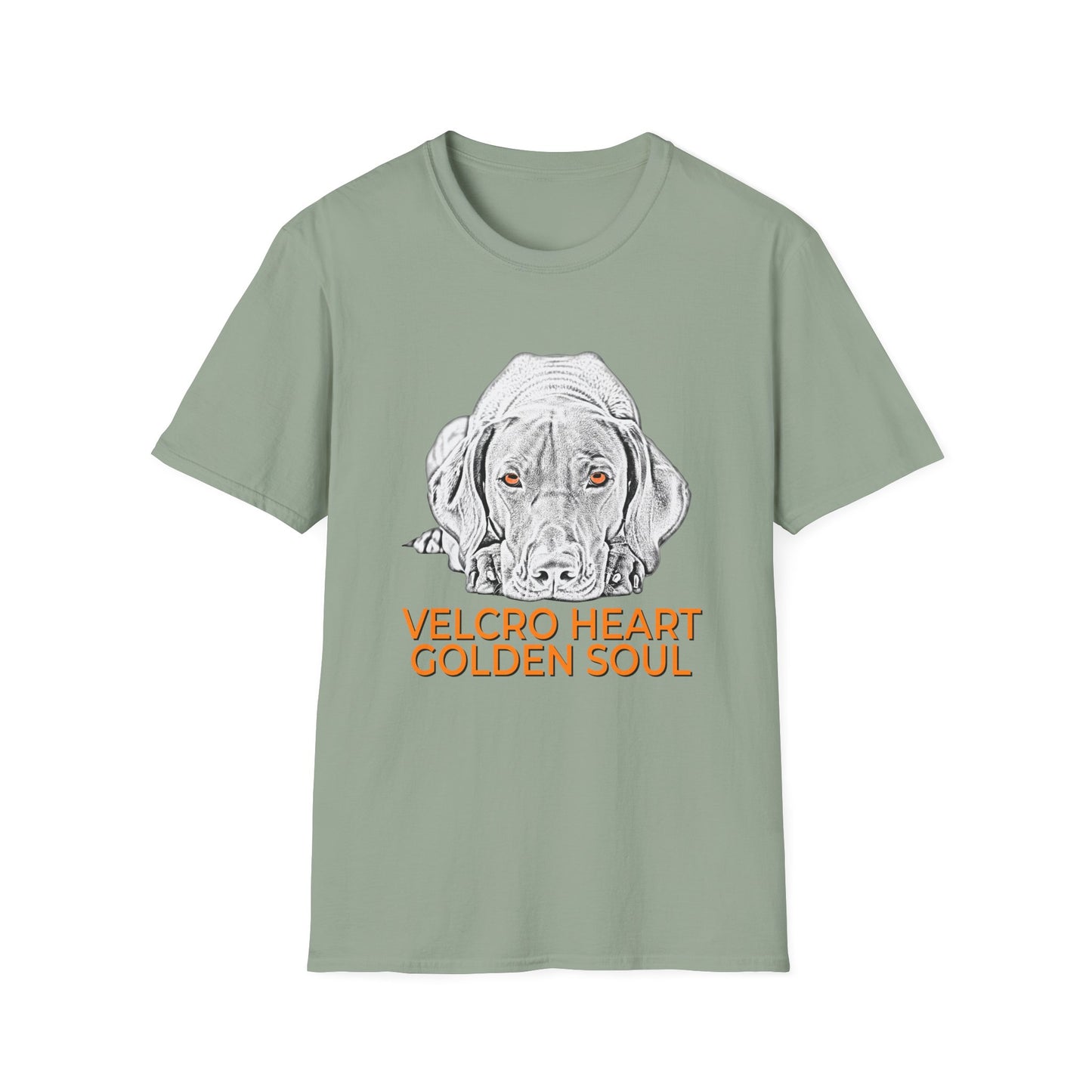 Vizsla Dog T-Shirt — "Velcro Heart — Golden Soul"