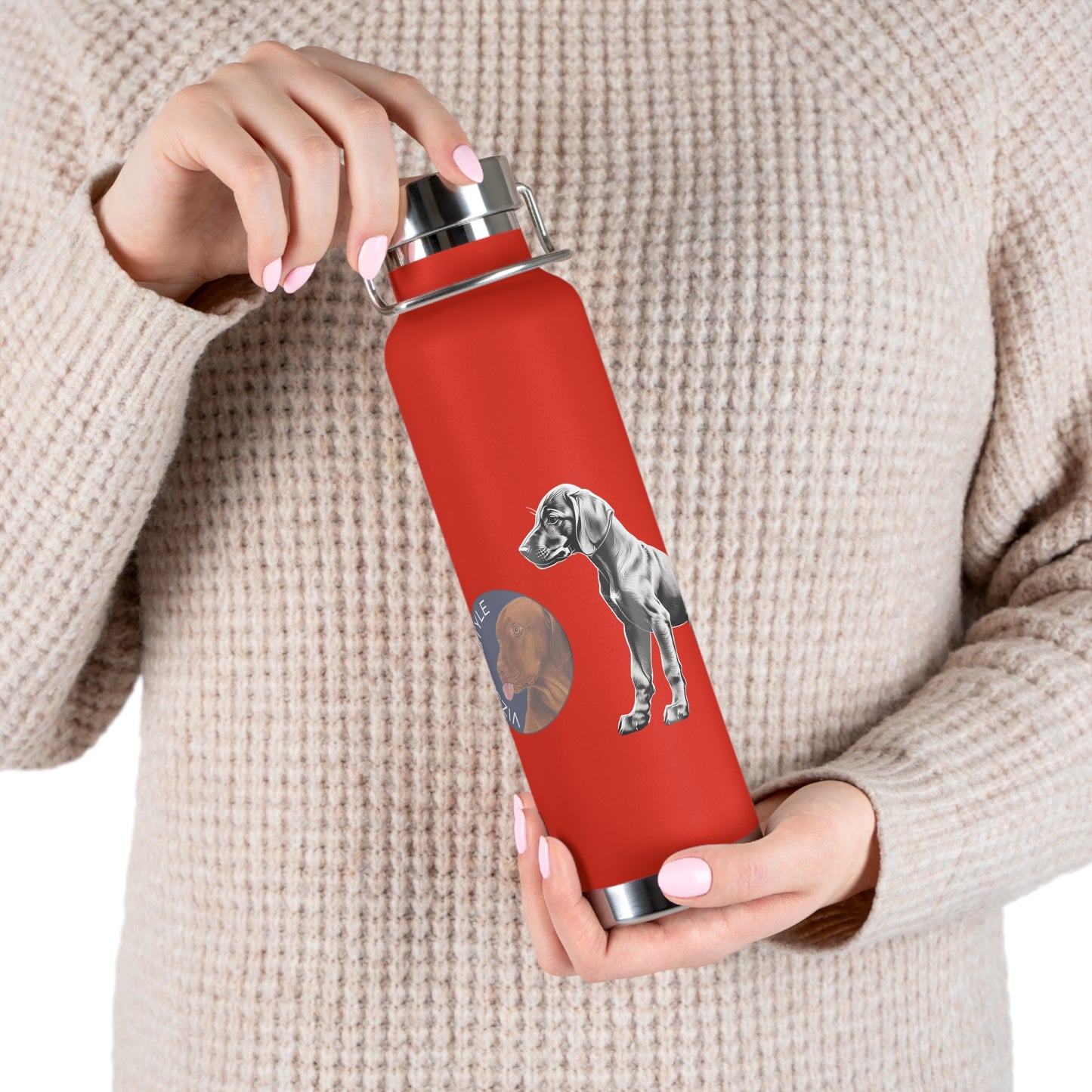 Vizsla Style Puppy w/ Logo - Stylish Copper Insulated Water Bottle