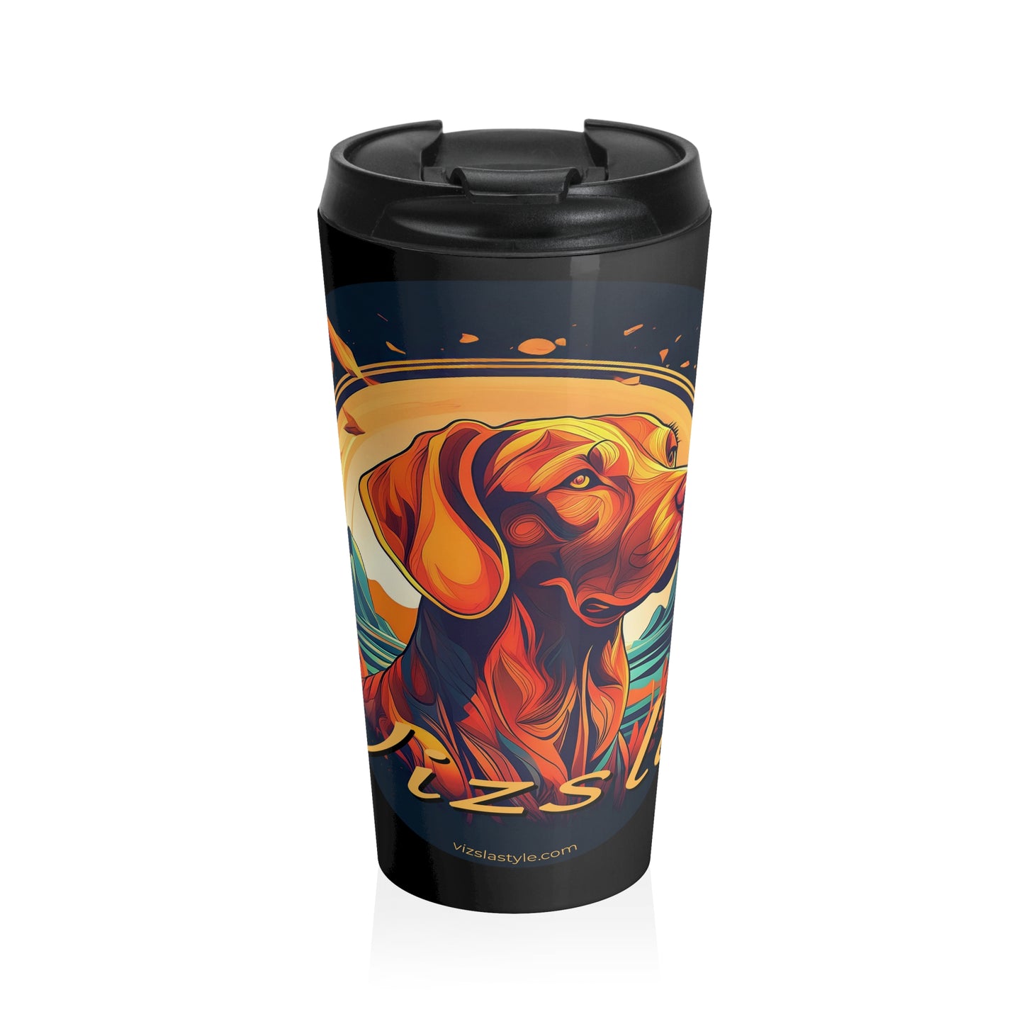 Vizsla Travel Mug – Colorful Retro Dog Stainless Steel Tumbler