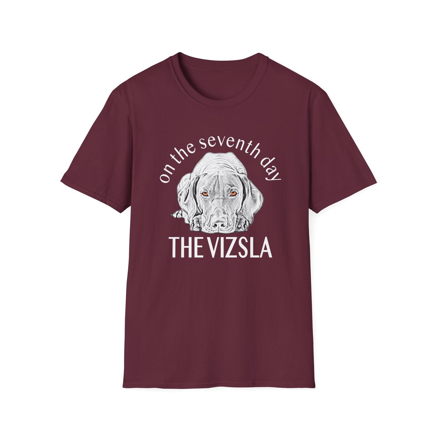 The Vizsla T-Shirt — "On the Seventh Day - THE VIZSLA" Vizsla Dog Line Art Tee