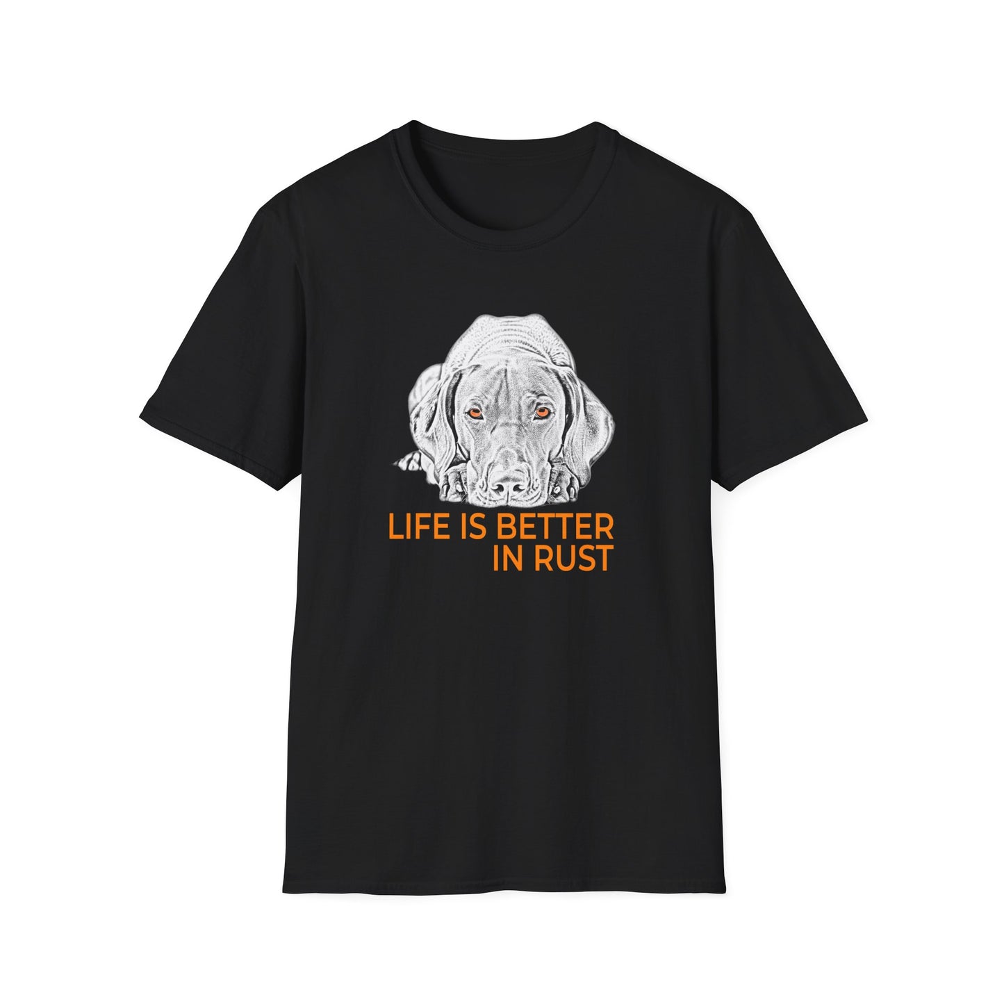 Vizsla Dog T-Shirt — 'Life Is Better in Rust' Line Drawing
