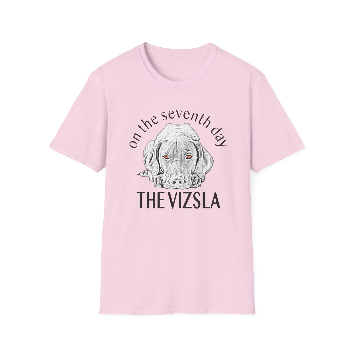 The Vizsla T-Shirt — "On the Seventh Day - THE VIZSLA" Vizsla Dog Line Art Tee