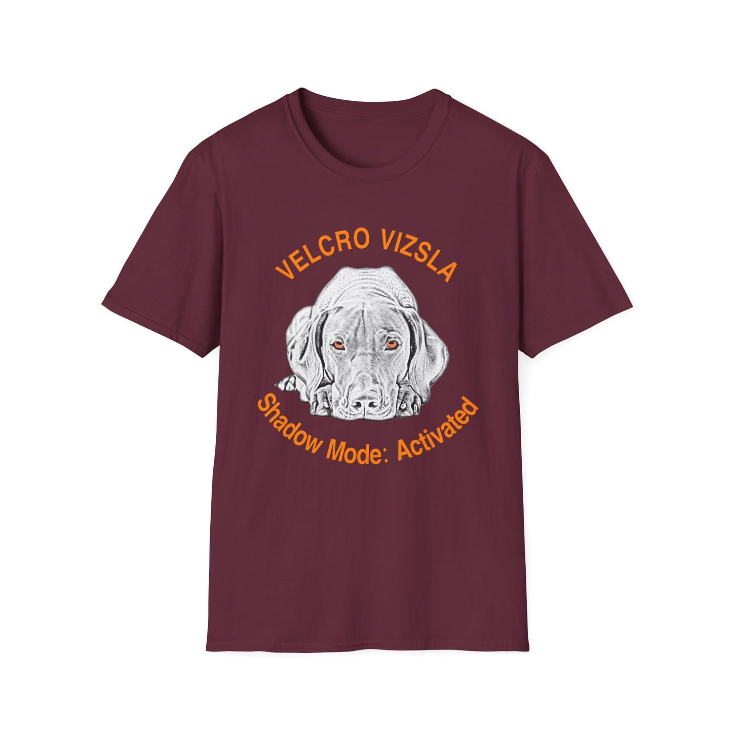 Velcro Vizsla T-Shirt — "Shadow Mode: Activated" Vizsla Line Art