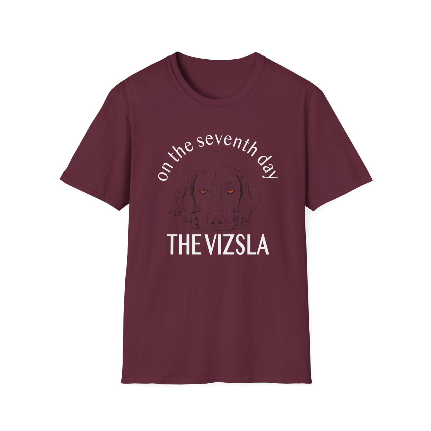 The Vizsla T-Shirt — "On the Seventh Day - THE VIZSLA" Vizsla Dog Line Art Tee