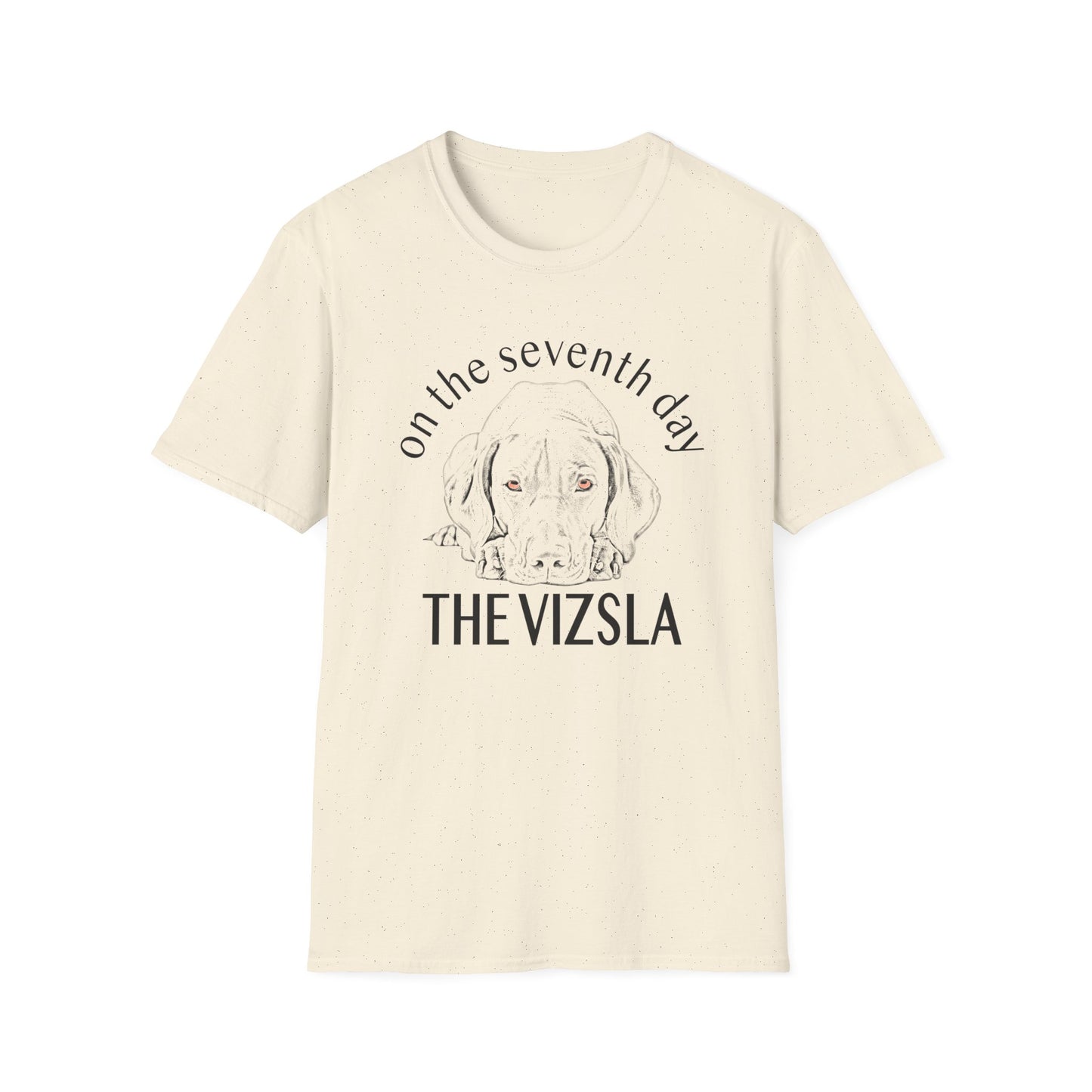 The Vizsla T-Shirt — "On the Seventh Day - THE VIZSLA" Vizsla Dog Line Art Tee