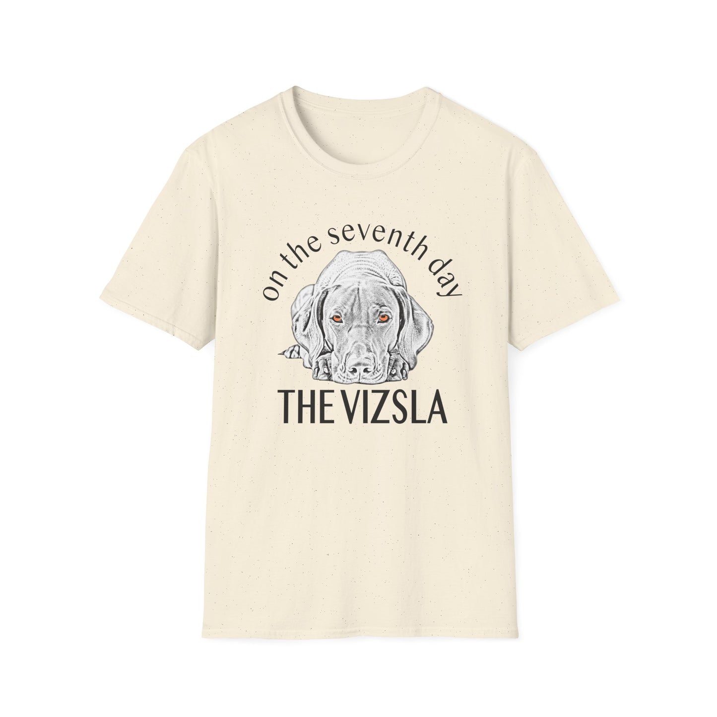 The Vizsla T-Shirt — "On the Seventh Day - THE VIZSLA" Vizsla Dog Line Art Tee