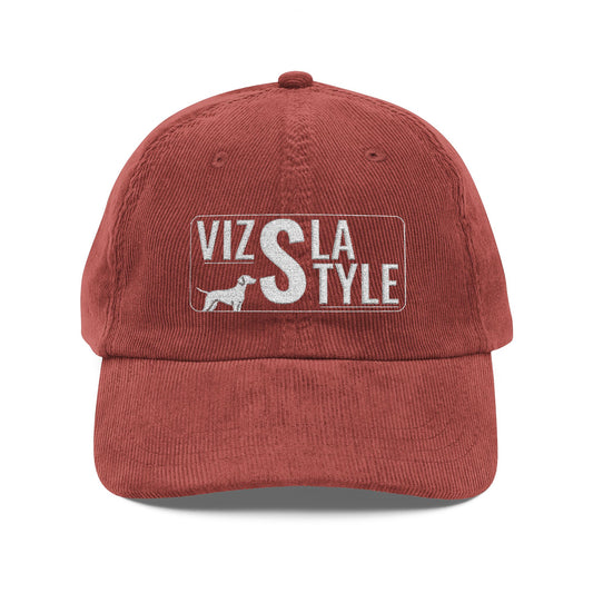 Vintage Corduroy Embroidered Cap — Retro 'vizslaStyle' Style Baseball Hat