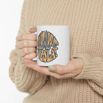 Vizsla Hikes: Paws On The Path (Dog) w/ He's Not A What? Wild Look - White glossy mug