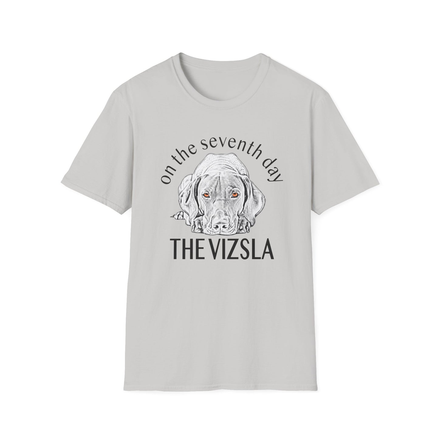 The Vizsla T-Shirt — "On the Seventh Day - THE VIZSLA" Vizsla Dog Line Art Tee