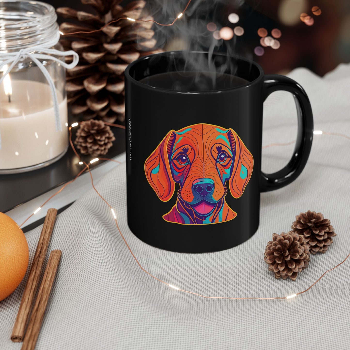 She's Not A What... She's A Vizsla w/ Vizsla Style Puppy - Hungarian Vizsla Black Mug