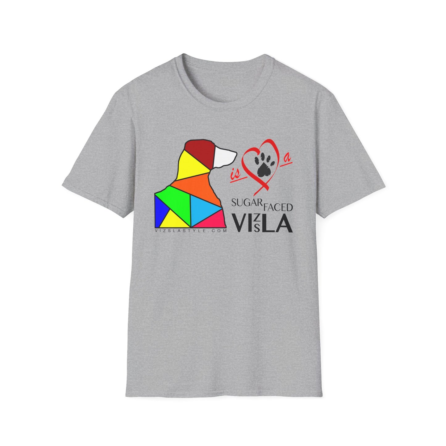 Love is a Sugar Faced Vizsla - All Around Sports T-shirt (Dk Text)