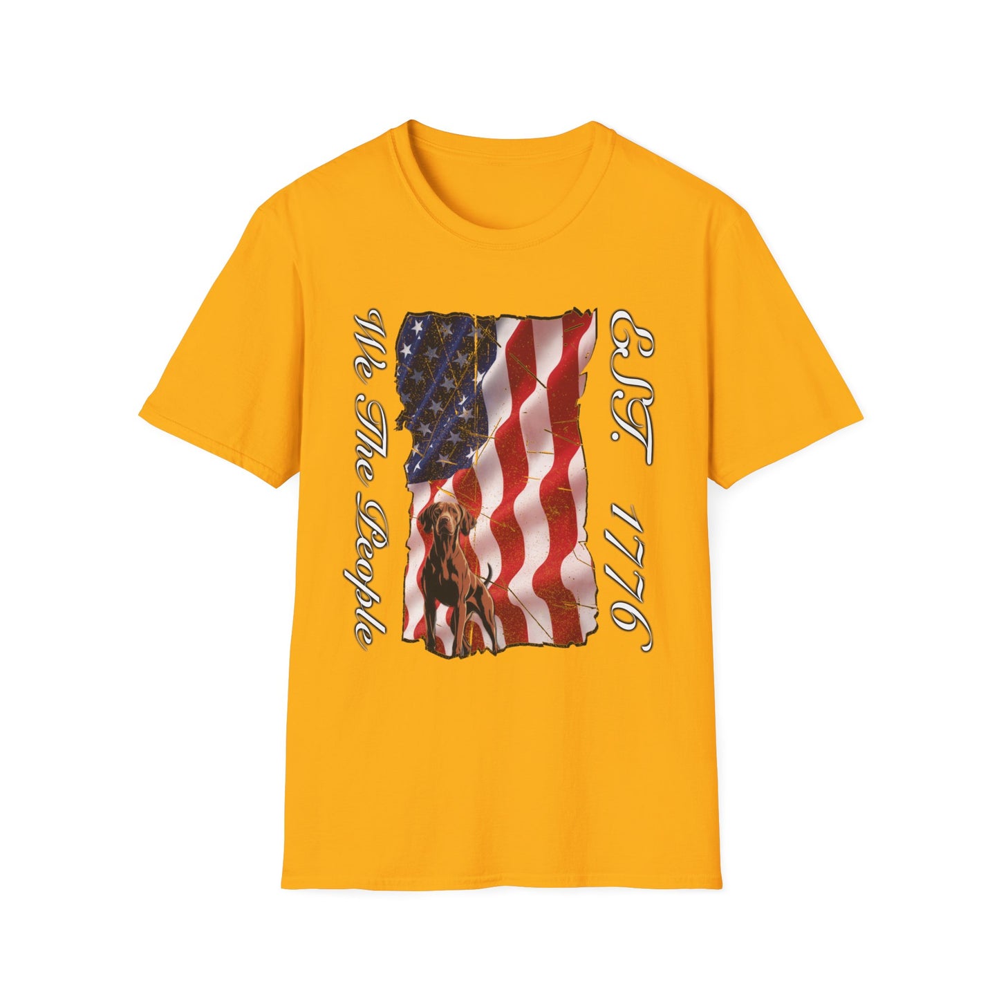 Vizsla Dog 'We The People EST. 1776' T-Shirt — Distressed American Flag