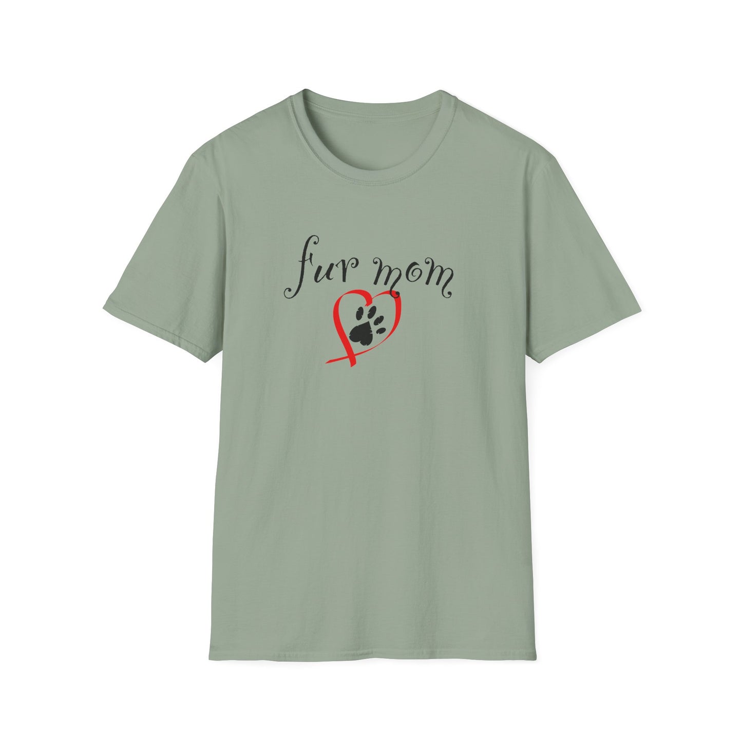 Fur Mom T-Shirt — Cute Heart & Puppy Paw Tee for Dog Lovers