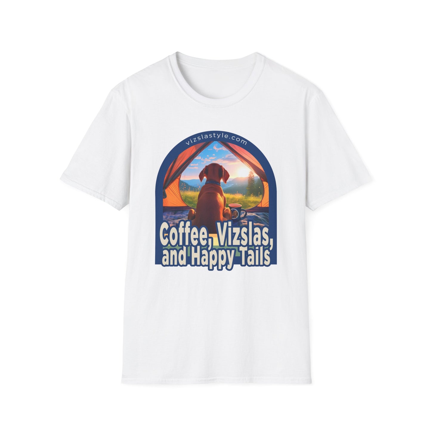 Coffee, Vizslas, and Happy Tails! t-shirt