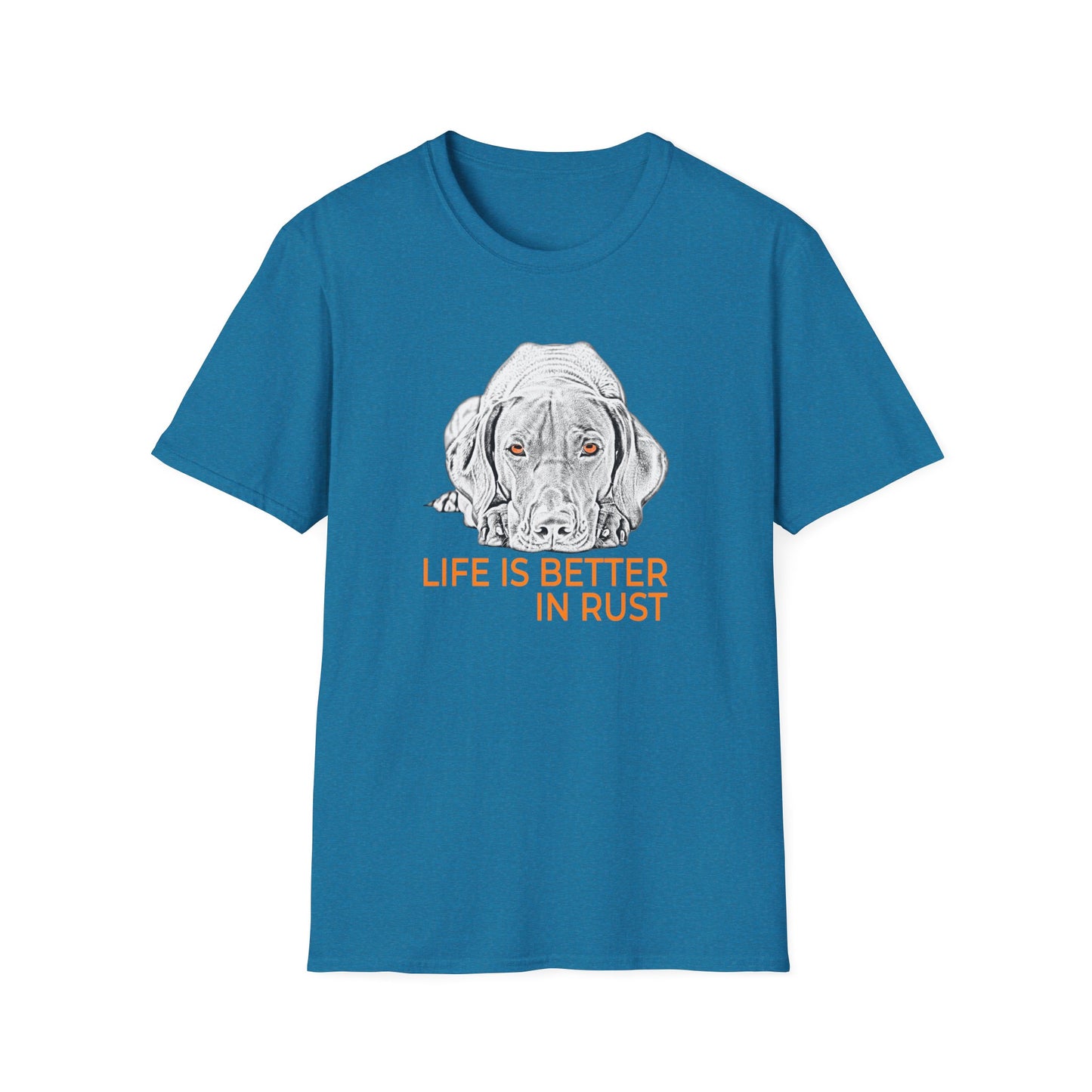 Vizsla Dog T-Shirt — 'Life Is Better in Rust' Line Drawing