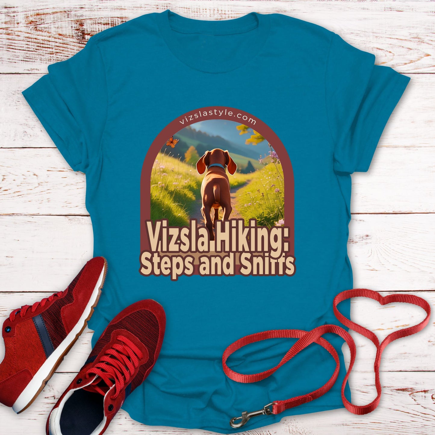 Vizsla Hiking: Steps And Sniffs Dog t-shirt