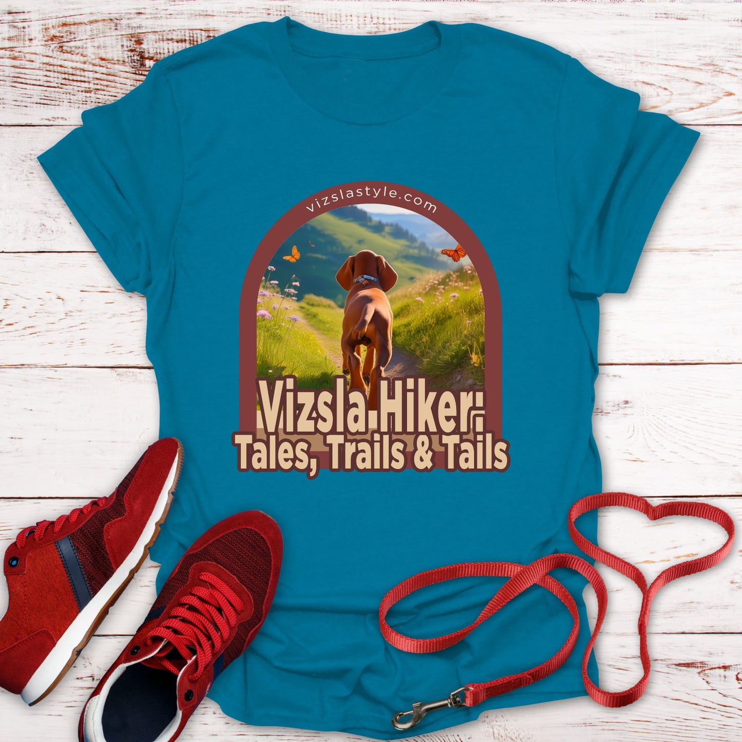 Vizsla Hiker: Tales, Trails & Tails Dog t-shirt