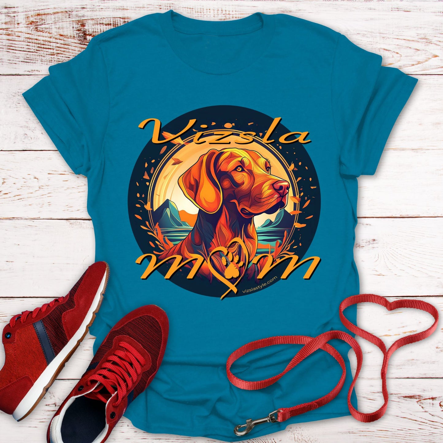 Glorious Fall Vintage Vizsla Dog Face Vizsla Mom - T-Shirt