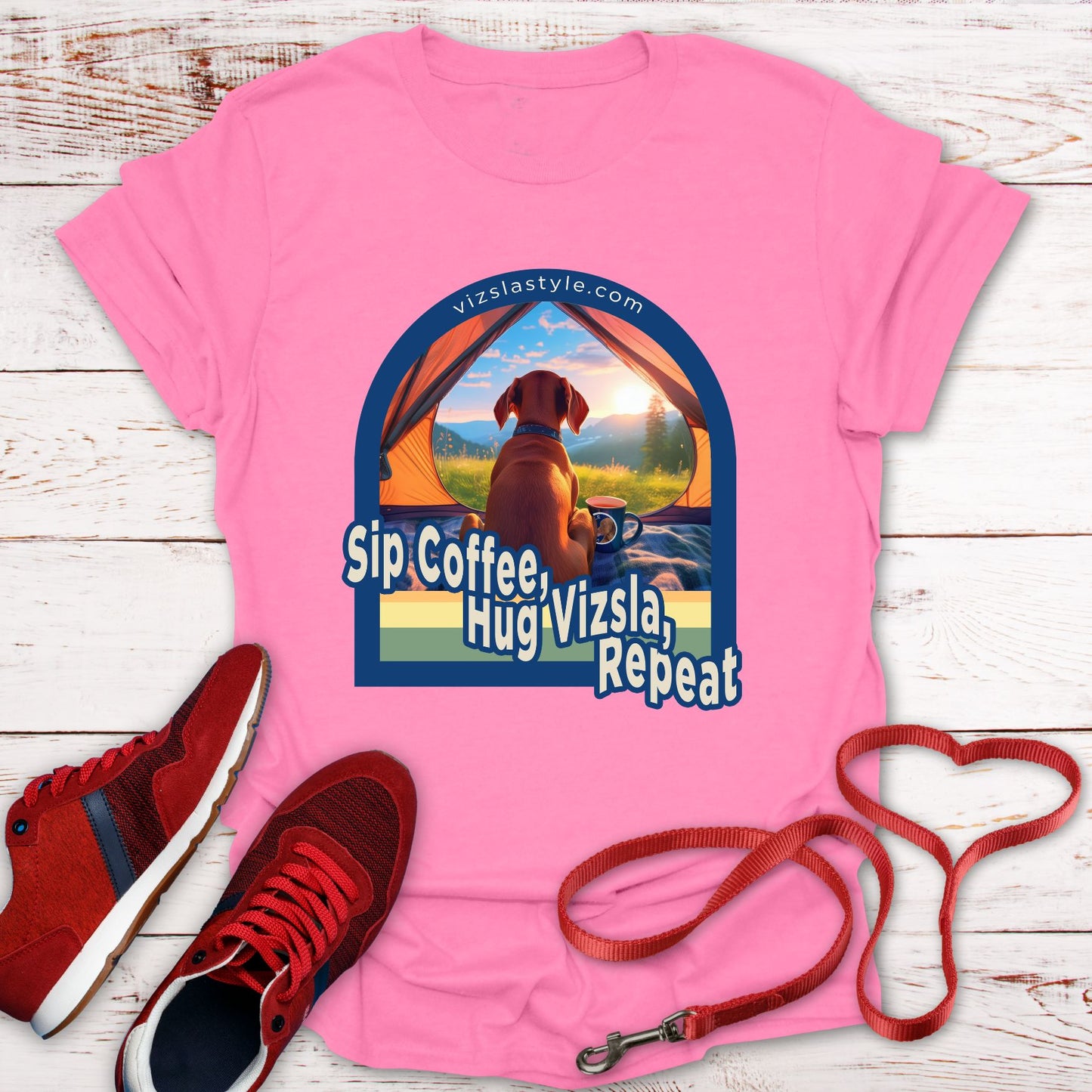 Sip Coffee, Hug Vizsla, Repeat! t-shirt