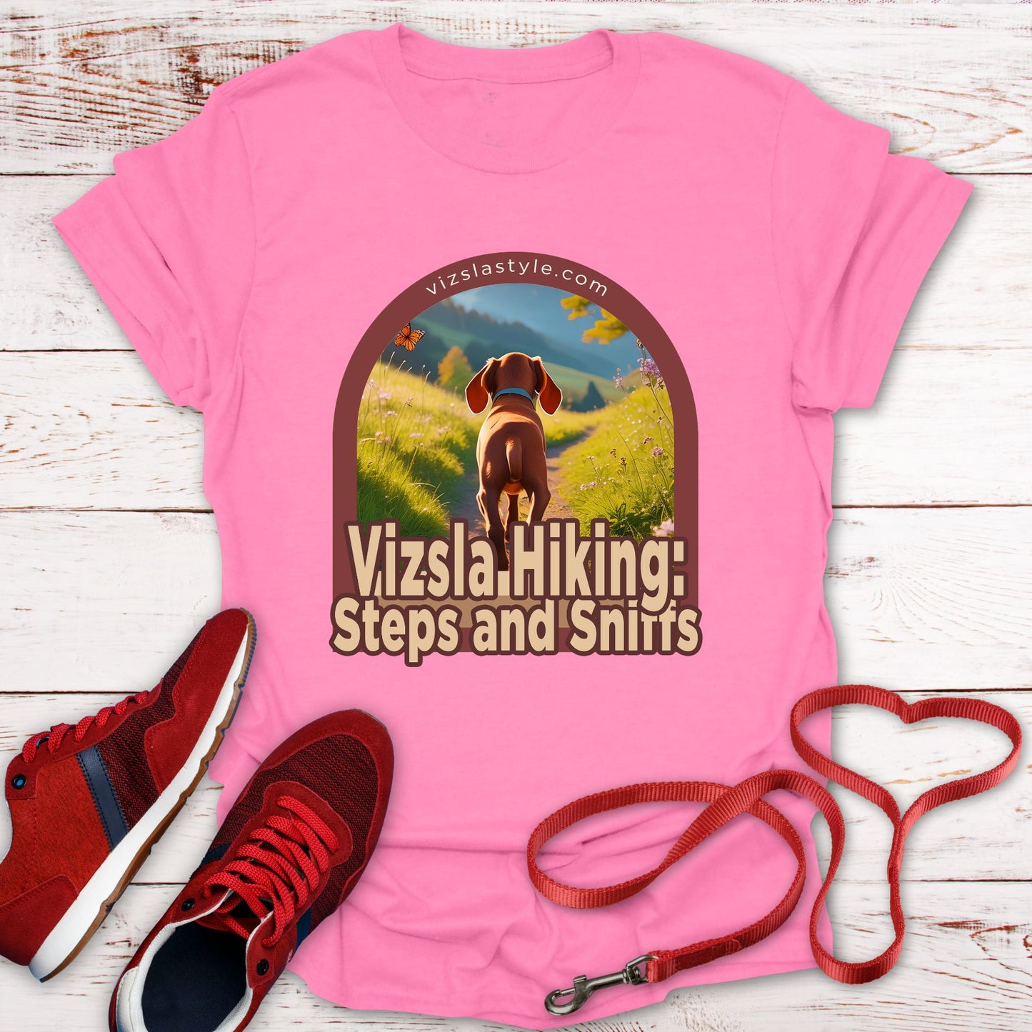 Vizsla Hiking: Steps And Sniffs Dog t-shirt