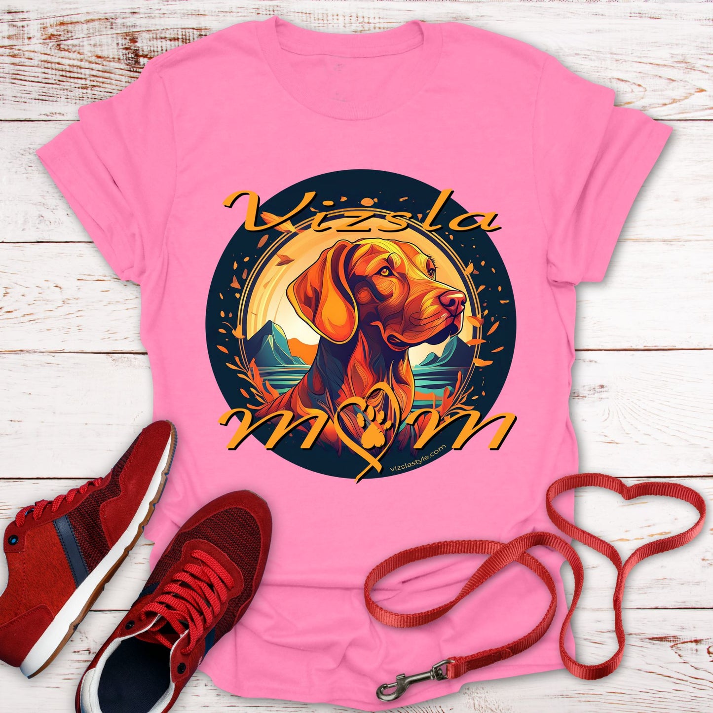 Glorious Fall Vintage Vizsla Dog Face Vizsla Mom - T-Shirt