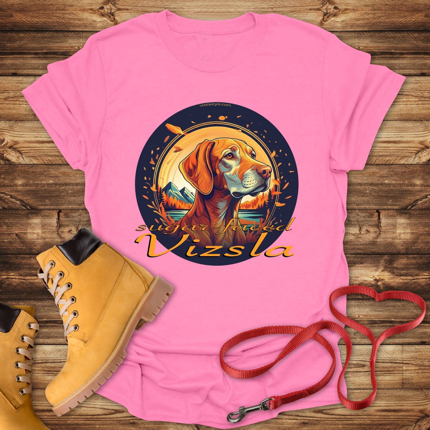 Majestic Sugar Faced Vizsla Mountain Landscape Gold Tee