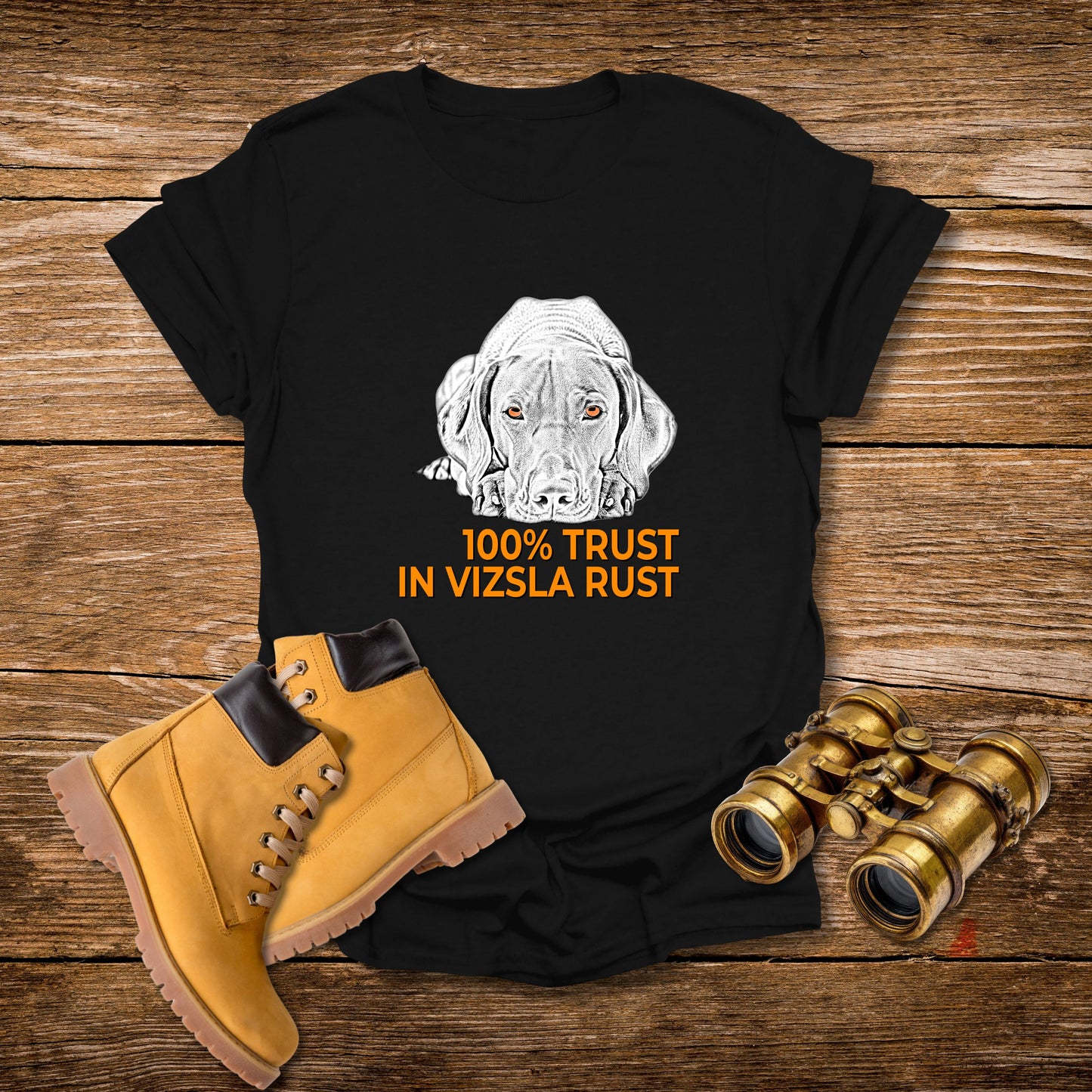 Vizsla Line Art Tee — "100% Trust In Vizsla Rust"