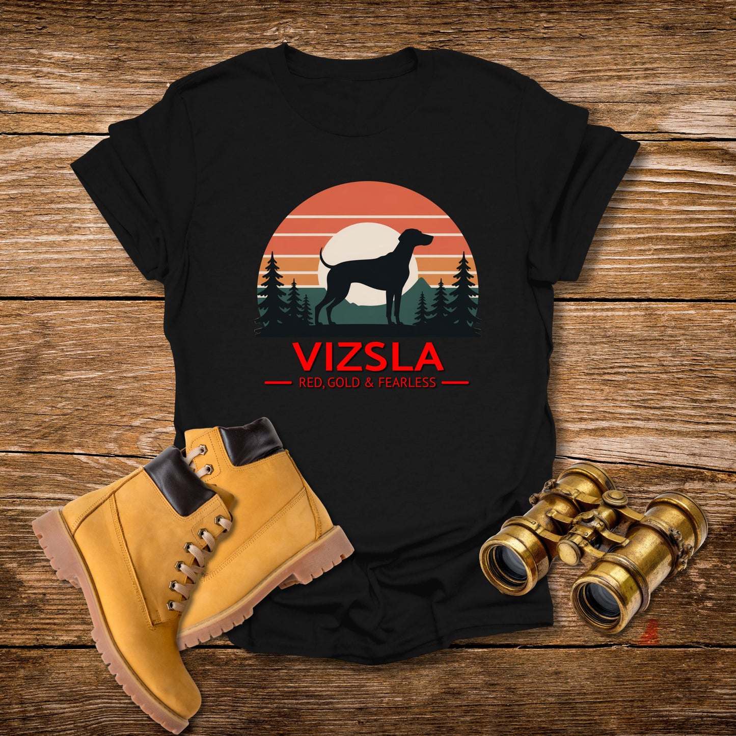 Vizsla Mountain Tee — "VIZSLA - Red, Gold & Fearless"
