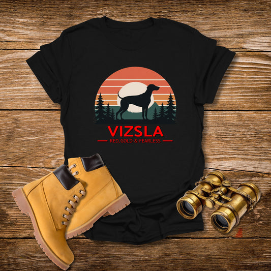 Vizsla Mountain Tee — "VIZSLA - Red, Gold & Fearless"