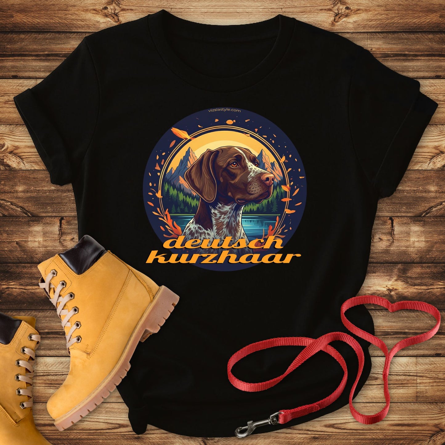 Glorious Deutsch Kurzhaar Mountain Lake Landscape Premium Tee