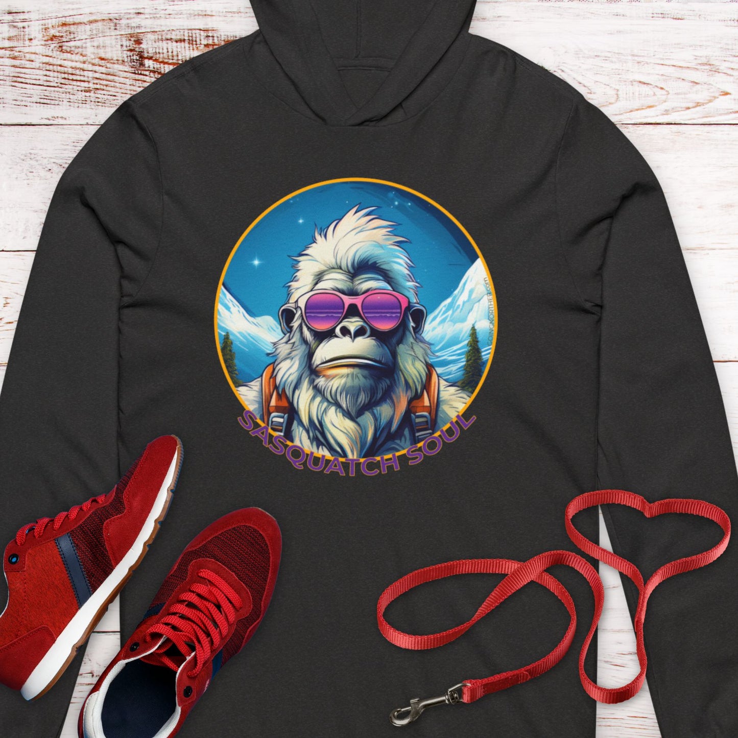 Vizsla Style - Going Norther - Bigfoot - Sasquatch Soul  Hooded T-Shirt - Retro Design