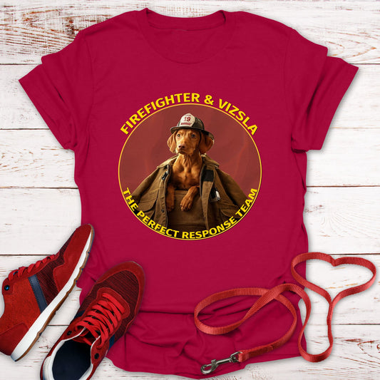 Firefighter & Vizsla